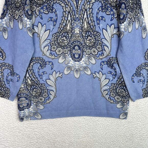 Talbots Audrey 100% Cashmere Sweater XL Blue Paisley Medallion - Picture 9 of 15